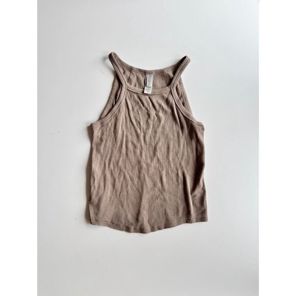 KASICS Taupe Cotton Baby Rib Racerback Tank, Size M - Picture 4 of 11